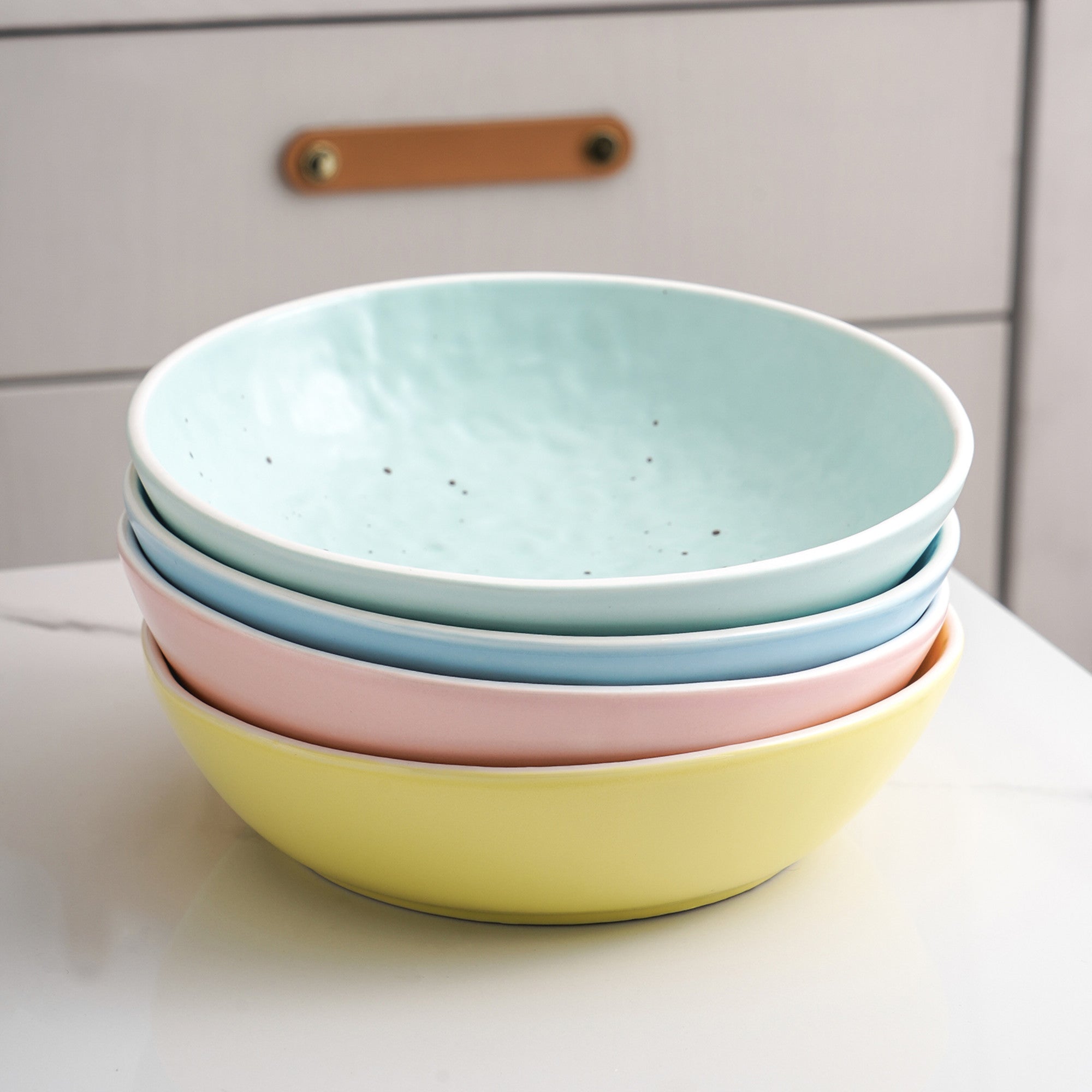 Elena Stoneware Bowl - Yellow, Blue, Pink, Mint