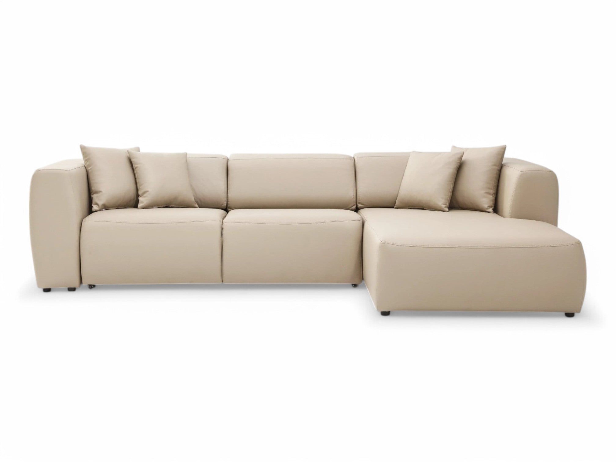 Picasso 119" Wide Convertible Sleeper Sectional – Beige Leather RAF