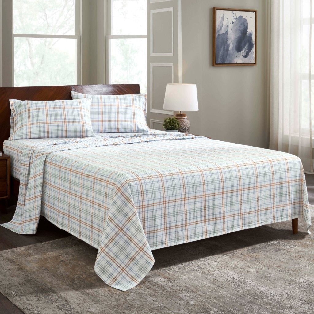 100%-Cotton-Flannel-Sheet-Set-Plaid-Classic-Modern-Farmhouse-Deep-Pocket-Bed-Sheets