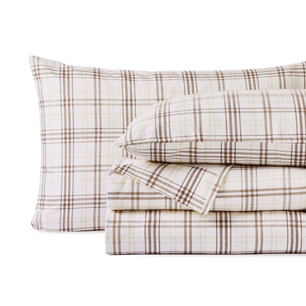 100% Cotton Flannel Sheet Set Plaid Classic Modern Farmhouse Deep Pocket - Sheet Set by Superior Brand