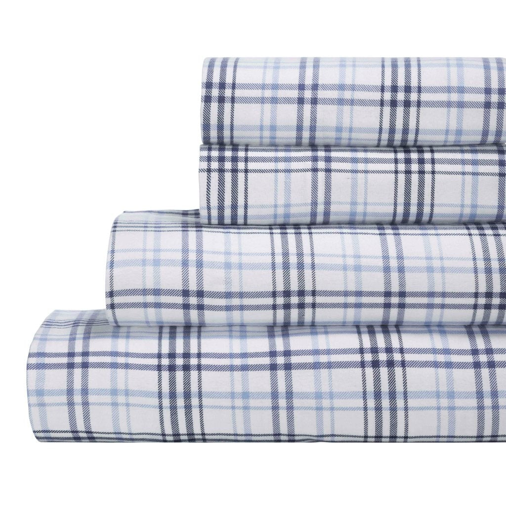 100% Cotton Flannel Sheet Set Plaid Classic Modern Farmhouse Deep Pocket - Sheet Set by Superior Brand