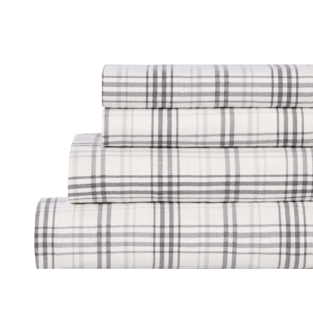 100% Cotton Flannel Sheet Set Plaid Classic Modern Farmhouse Deep Pocket - Sheet Set by Superior Brand