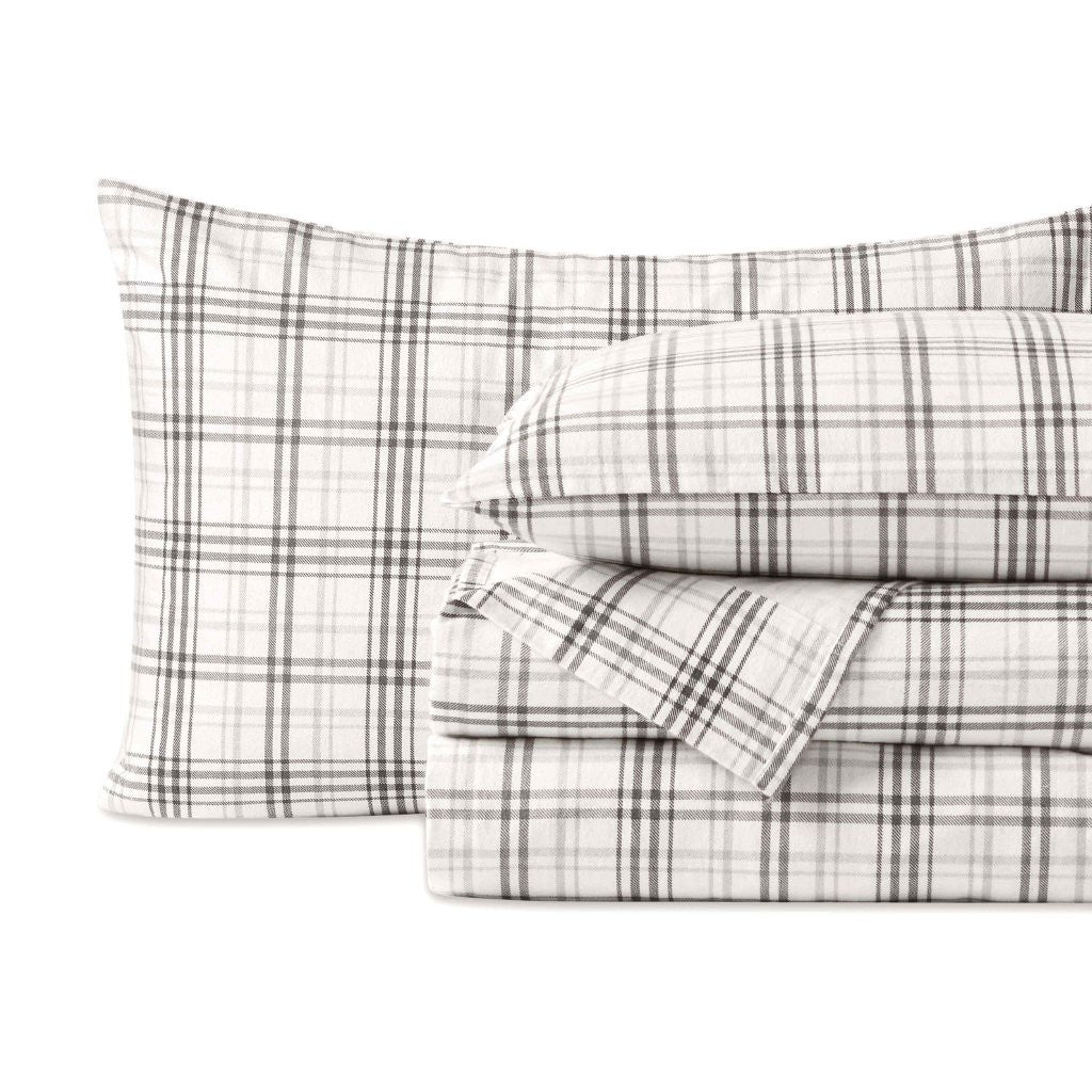 100% Cotton Flannel Sheet Set Plaid Classic Modern Farmhouse Deep Pocket - Sheet Set by Superior Brand