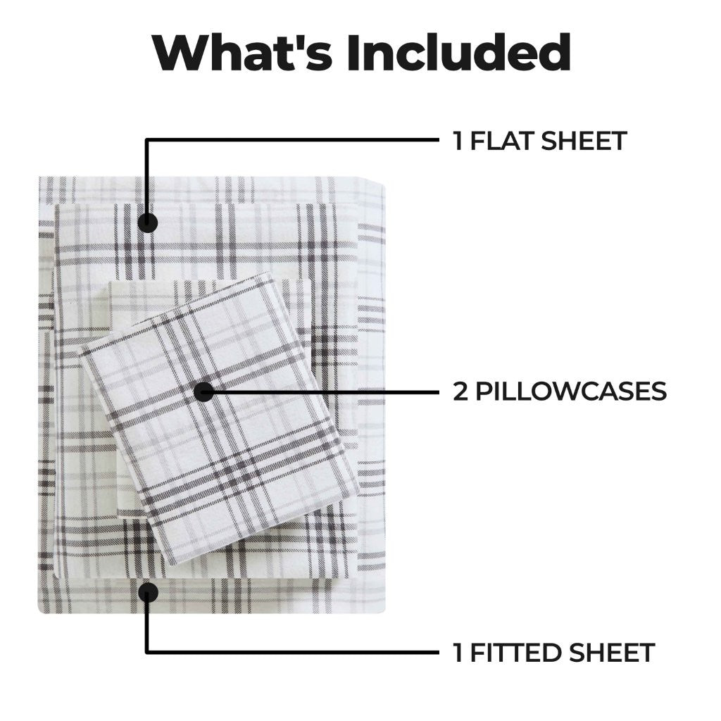 100% Cotton Flannel Sheet Set Plaid Classic Modern Farmhouse Deep Pocket - Sheet Set by Superior Brand