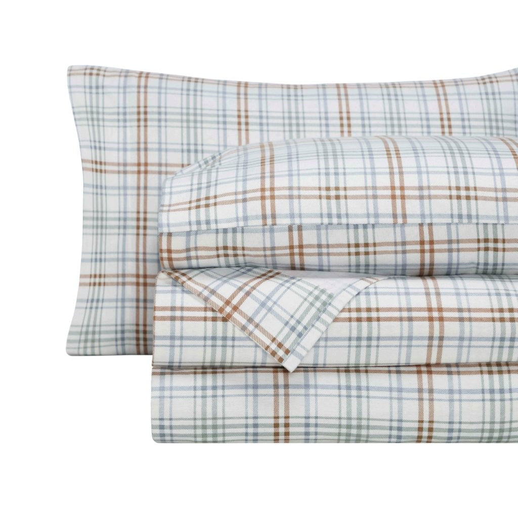 100% Cotton Flannel Sheet Set Plaid Classic Modern Farmhouse Deep Pocket - Sheet Set by Superior Brand