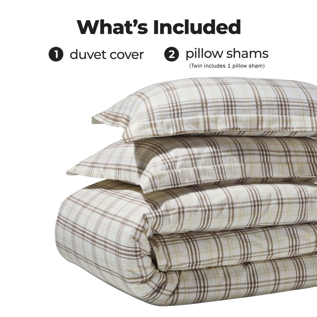 Plaid Flannel Cotton Classic Modern Farmhouse Duvet Cover Set - Duvet Cover Set by Superior Brand
