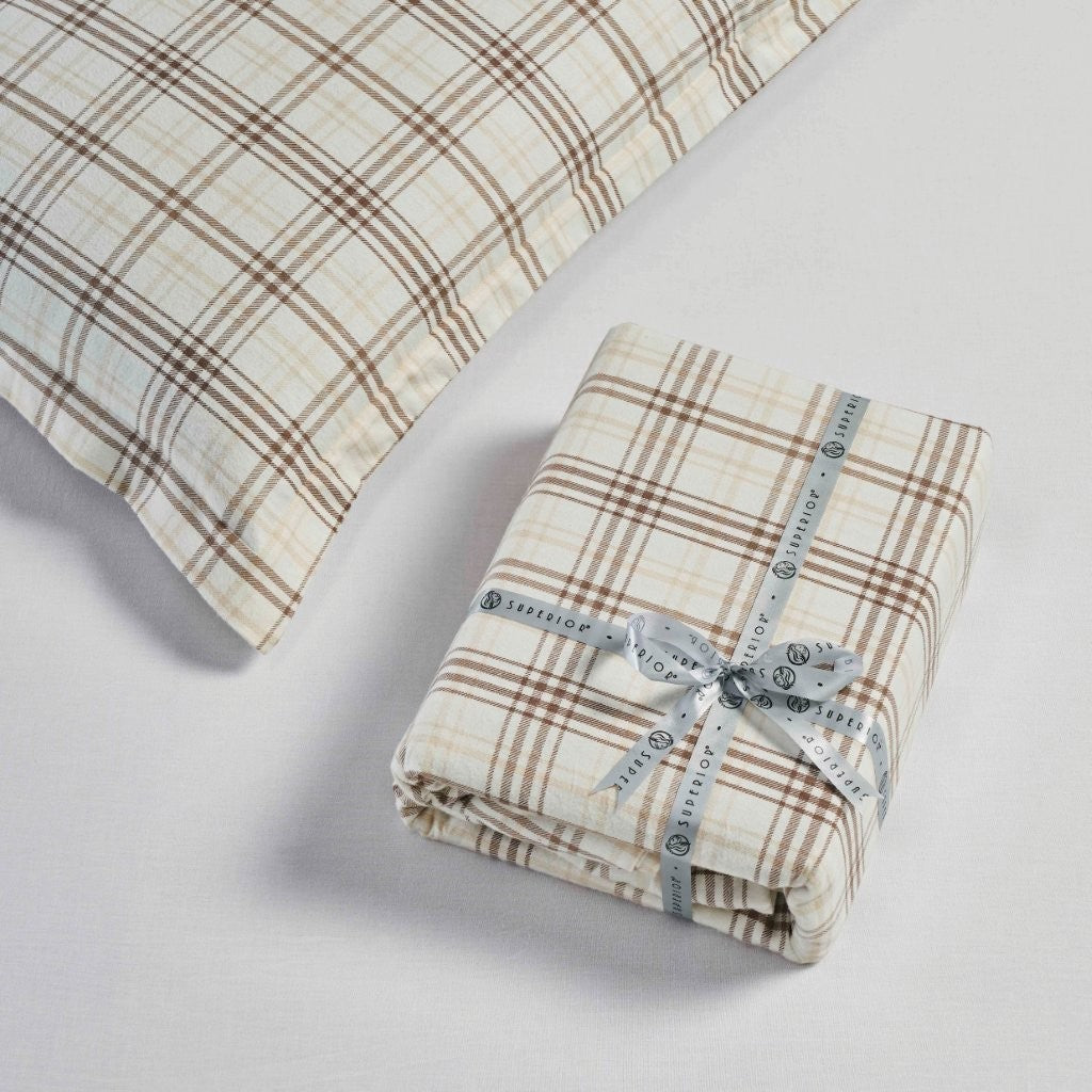Plaid Flannel Cotton Classic Modern Farmhouse Duvet Cover Set - Duvet Cover Set by Superior Brand