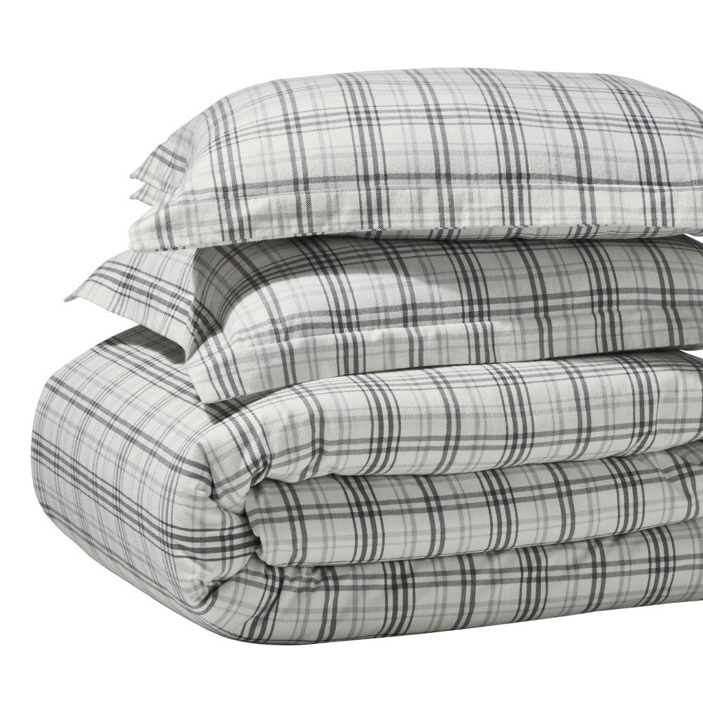 Plaid Flannel Cotton Classic Modern Farmhouse Duvet Cover Set - Duvet Cover Set by Superior Brand