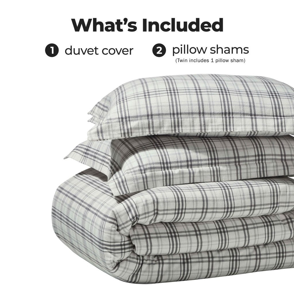 Plaid Flannel Cotton Classic Modern Farmhouse Duvet Cover Set - Duvet Cover Set by Superior Brand