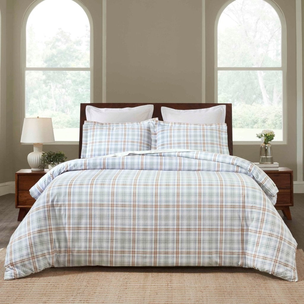 Plaid Flannel Cotton Classic Modern Farmhouse Duvet Cover Set - Duvet Cover Set by Superior Brand