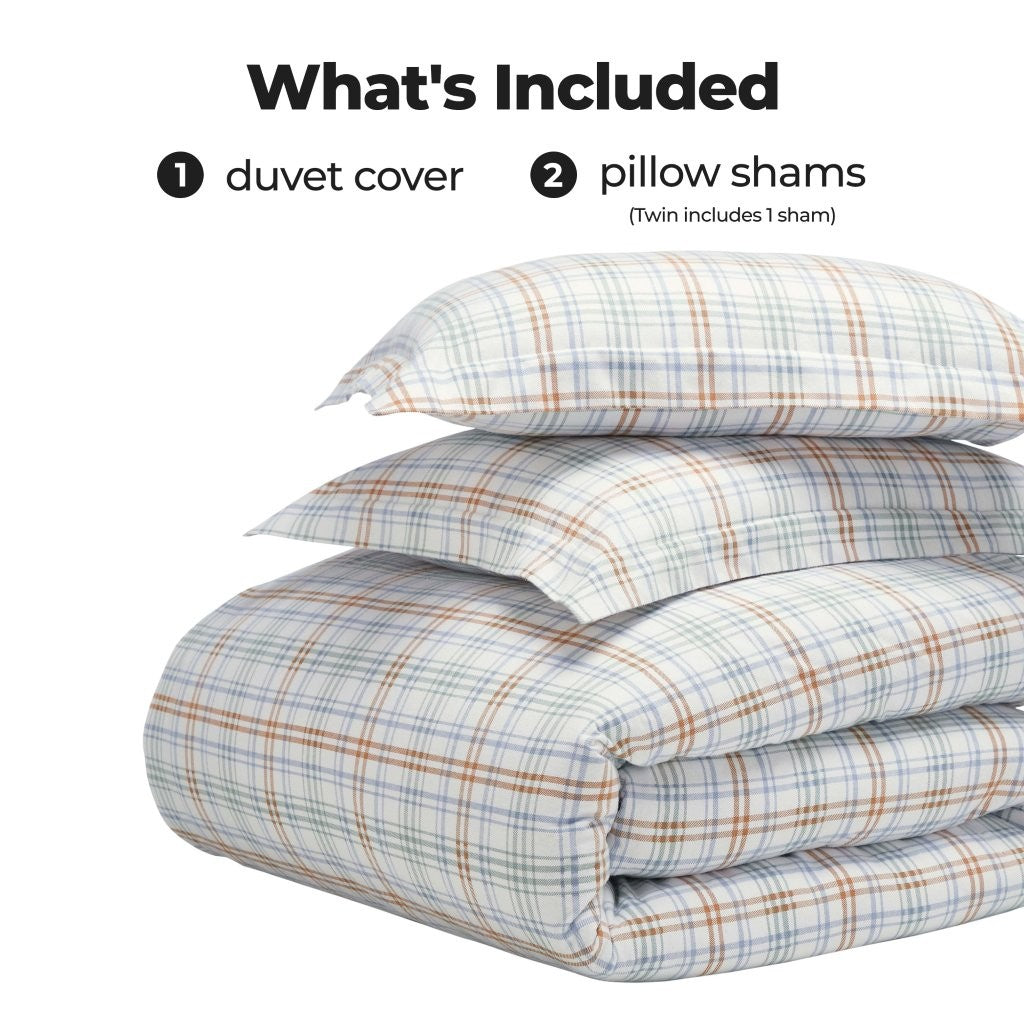 Plaid Flannel Cotton Classic Modern Farmhouse Duvet Cover Set - Duvet Cover Set by Superior Brand