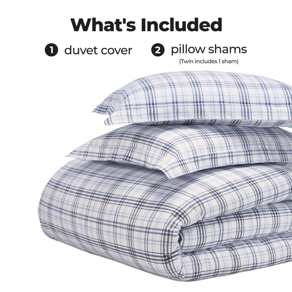Plaid Flannel Cotton Classic Modern Farmhouse Duvet Cover Set - Duvet Cover Set by Superior Brand