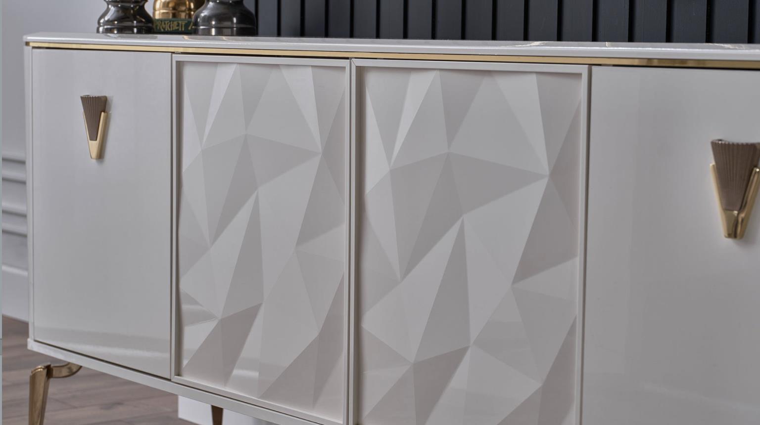 Front view of the Plaza buffet – spacious storage and stylish handle details