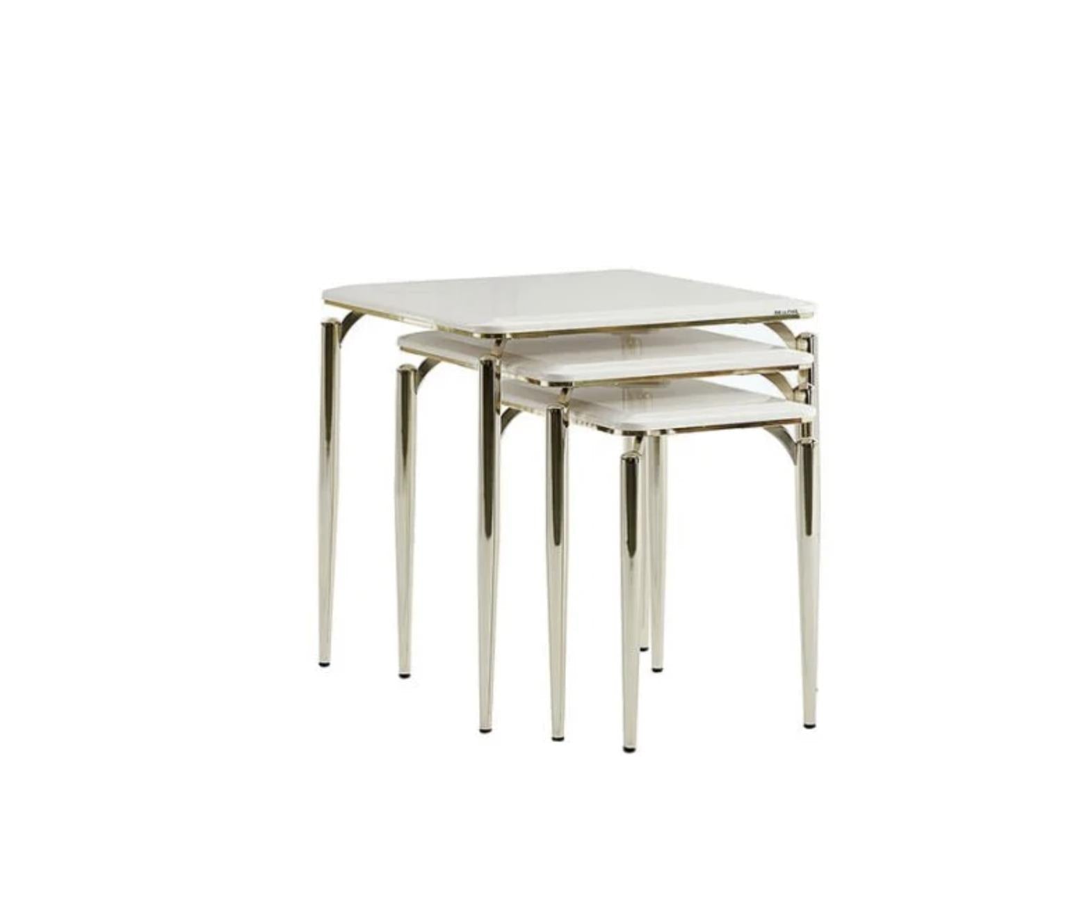 Plaza Nesting Tables stacked together – compact and stylish storage solution