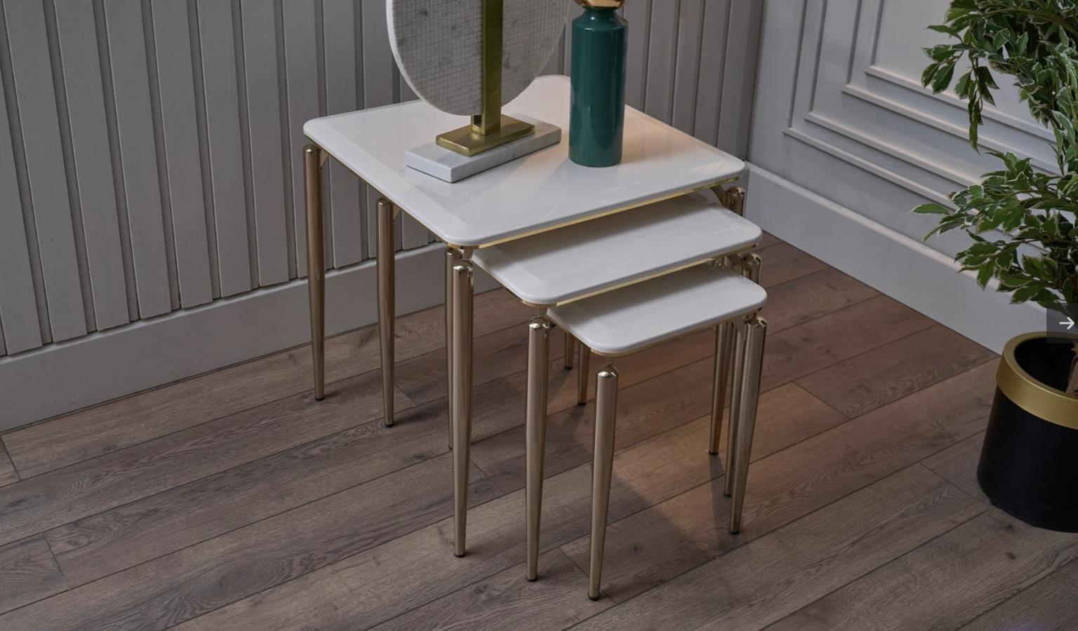 Full view of Plaza Nesting Table set – modern design with space-saving layout