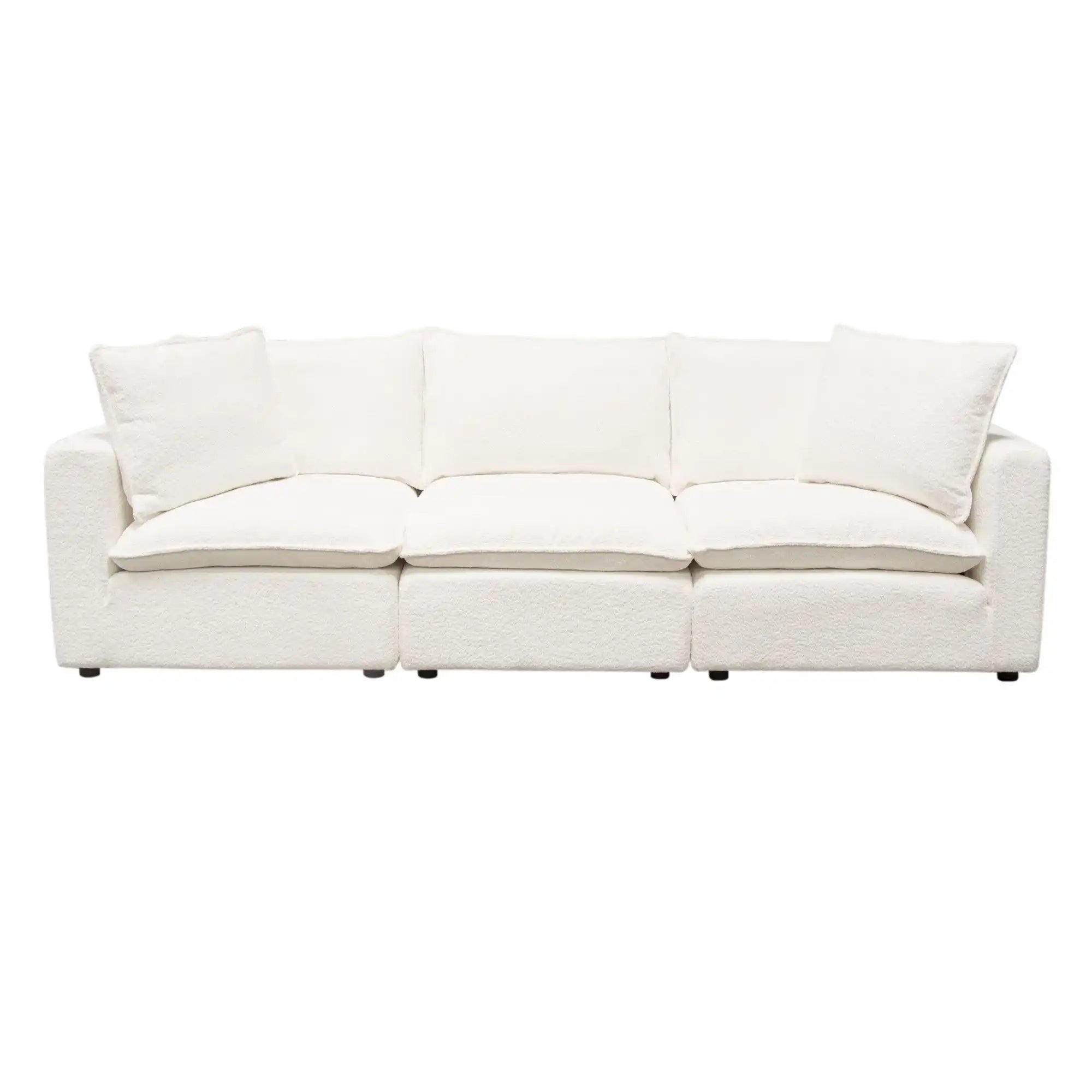 Ivy 3 Piece Modular Down Sofa – White Faux Shearling