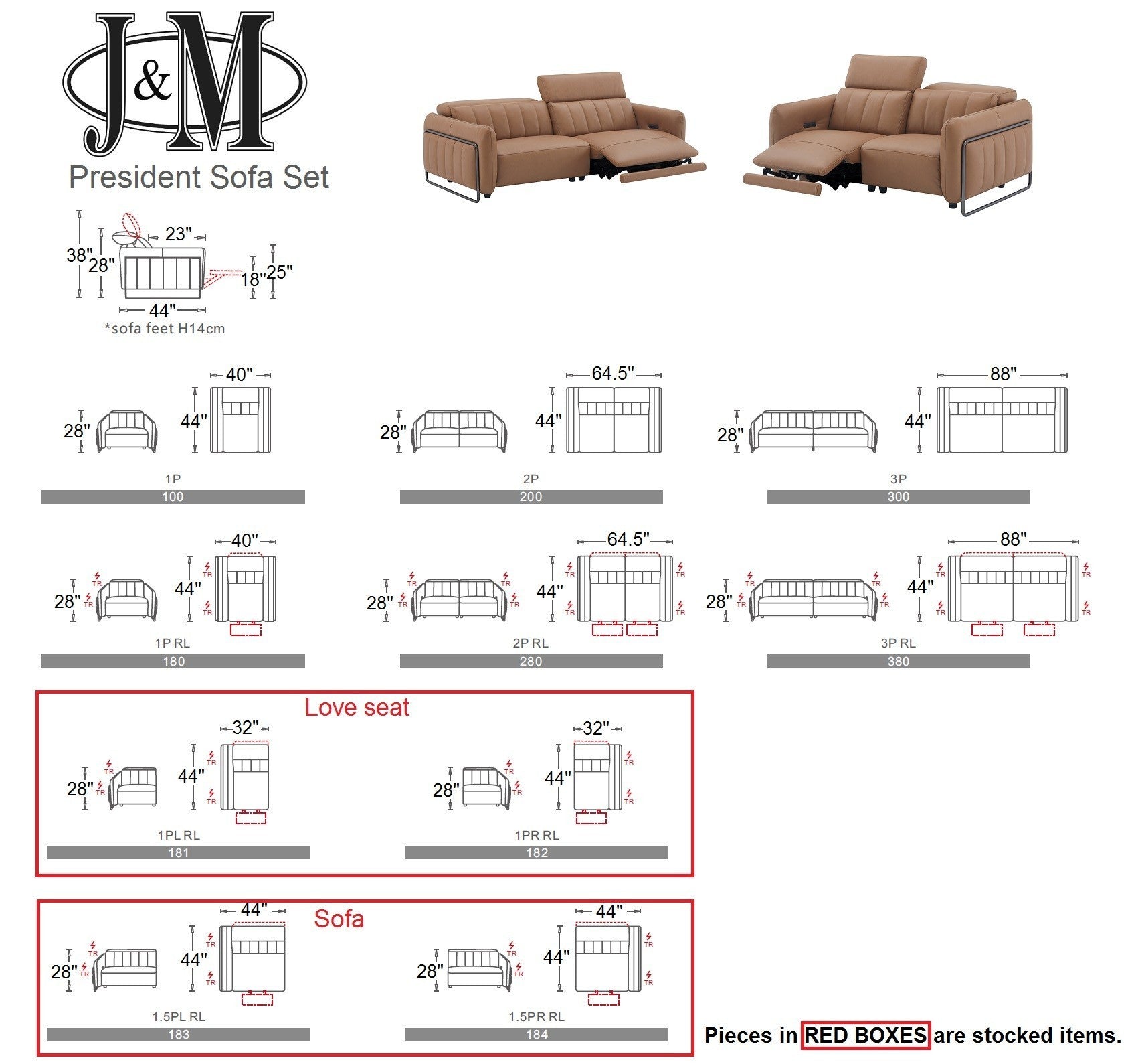 President Leather Love seat J&M