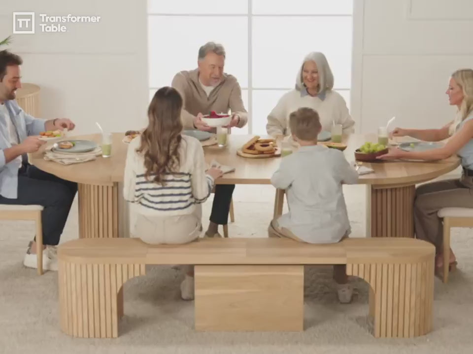 Load video: Transformer Round Extendable Dining Table