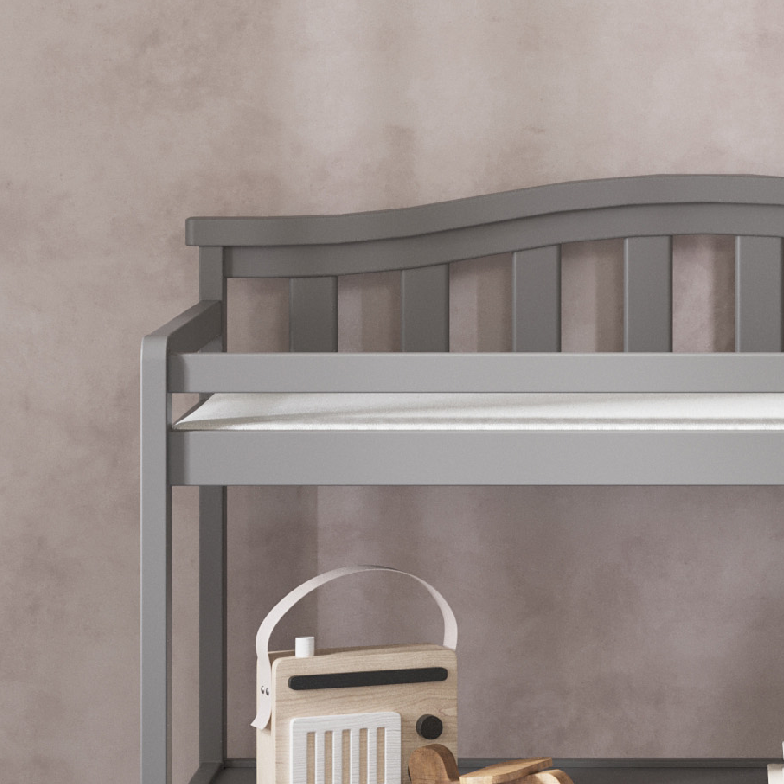 Arch Top Baby Changing Table, Cool Gray