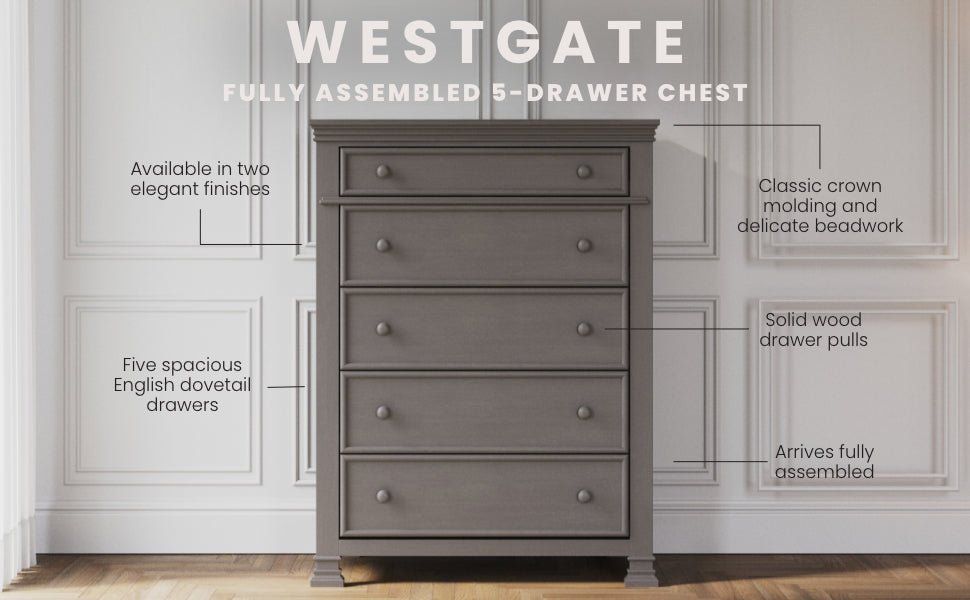 Westgate 5-Drawer Chest, Chelsea Gray