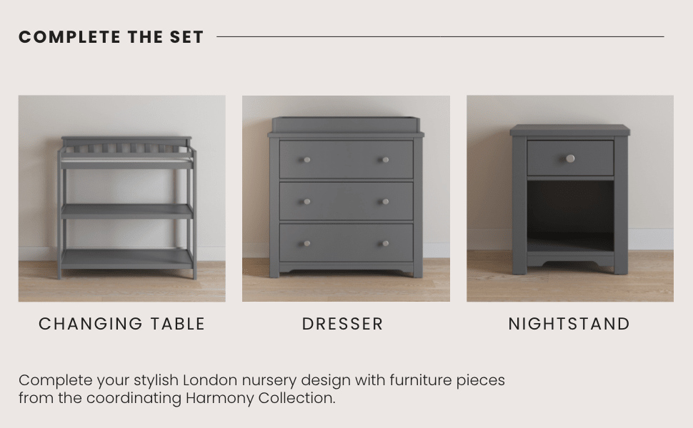 Flat Top Baby Changing Table, Cool Gray