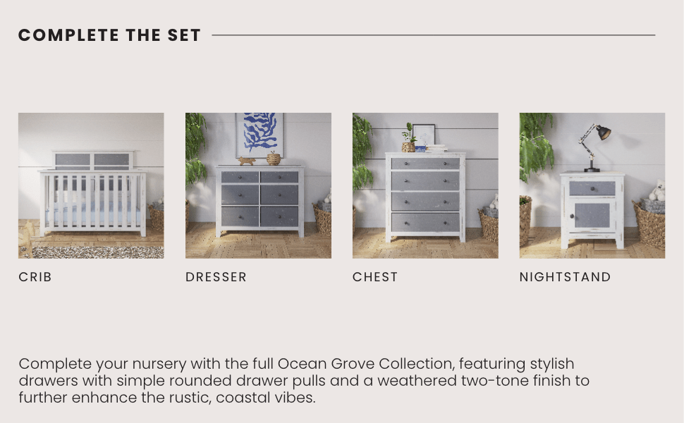 Ocean Grove Nightstand, White/Gray