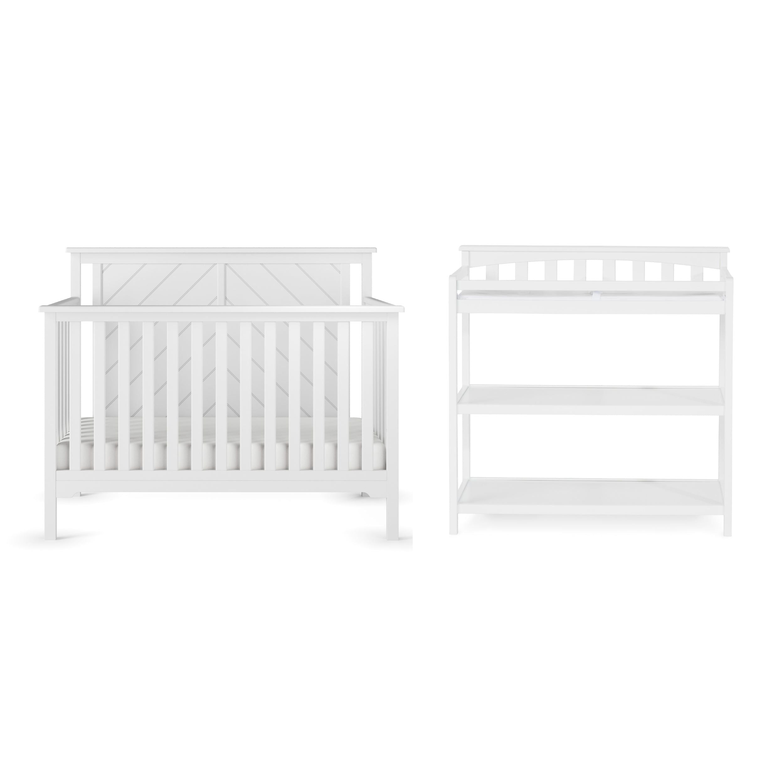 Hampton Flat Top 4-in-1 Convertible Crib, Matte White