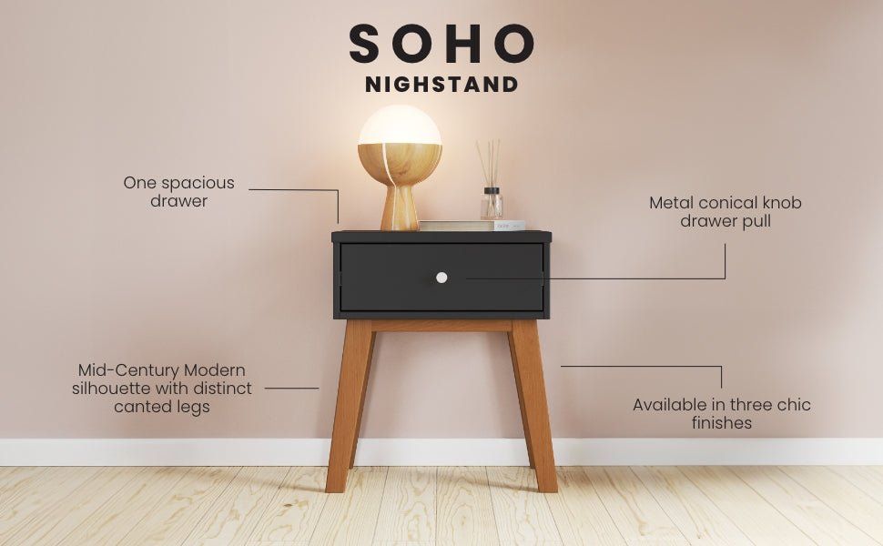 Soho Nightstand, Ebony