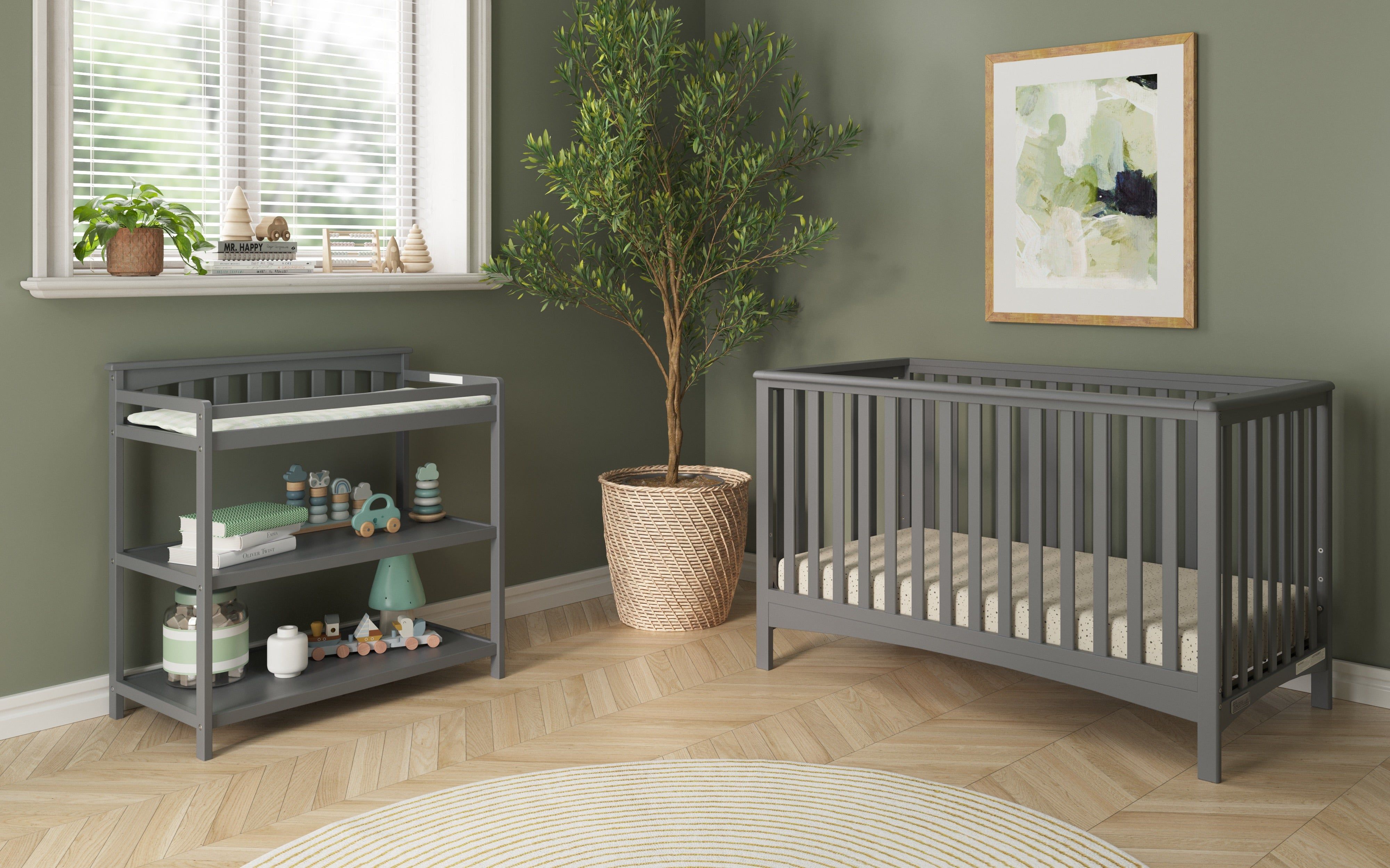 Flat Top Baby Changing Table, Cool Gray