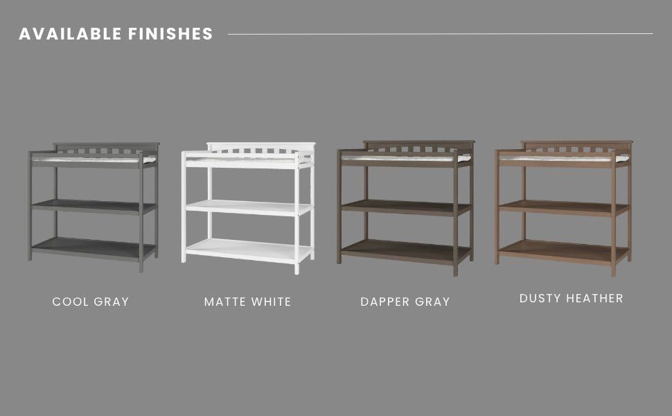 Flat Top Baby Changing Table, Cool Gray
