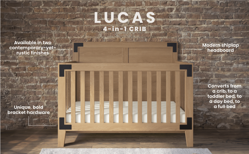Lucas 4-in-1 Convertible Crib, Nutmeg