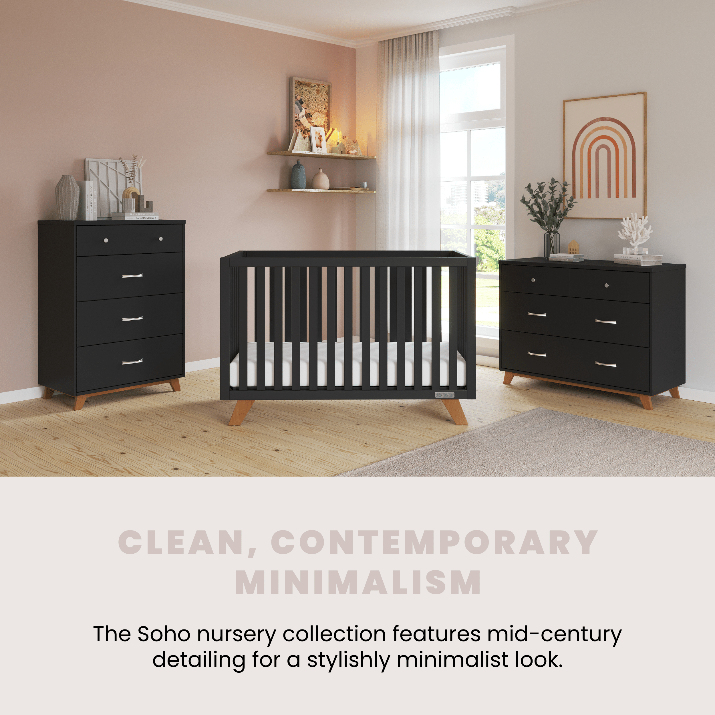 Soho 4-in-1 Convertible Crib, Ebony