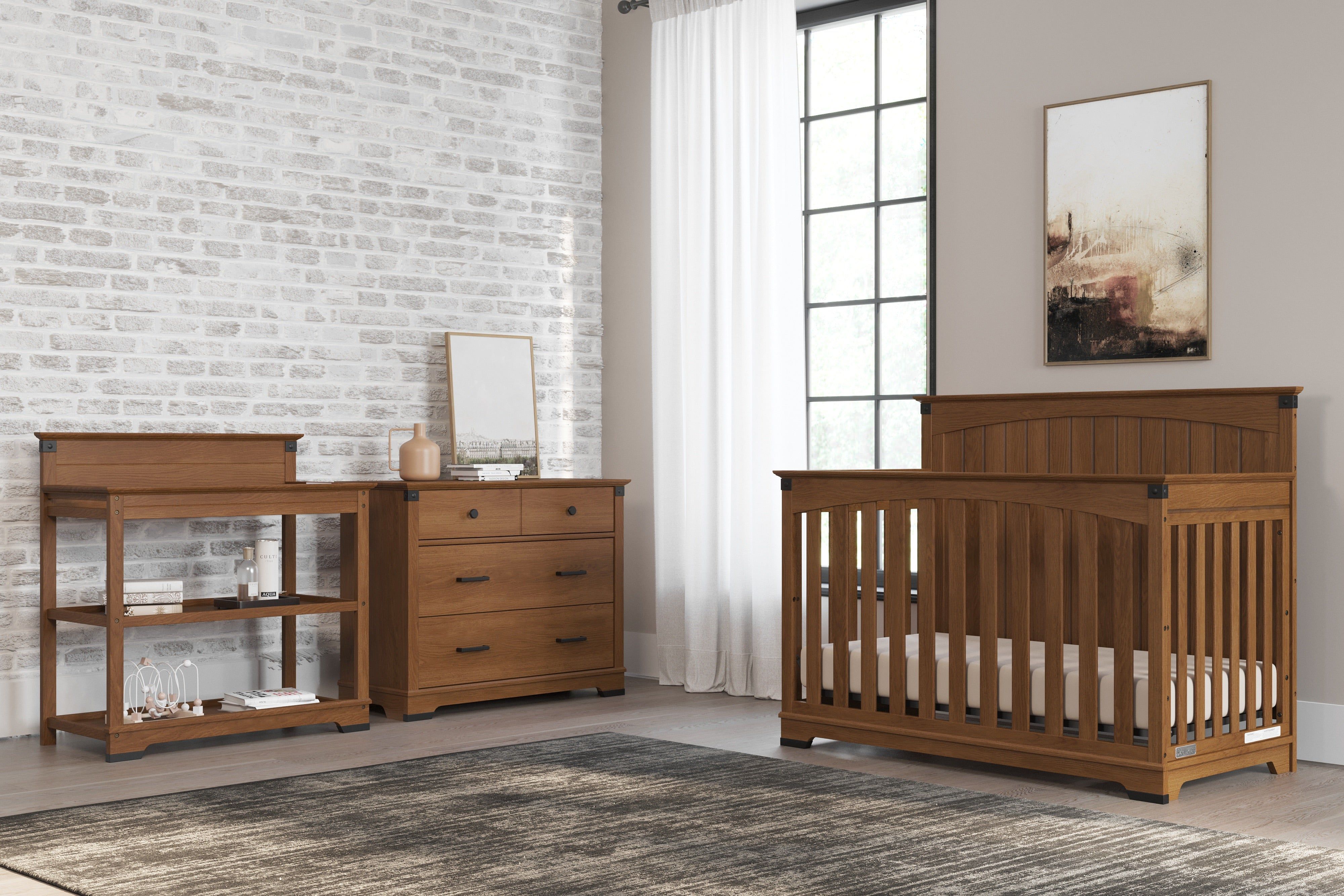 Redmond Full Panel 4-in-1 Convertible Crib, Coach Cherry