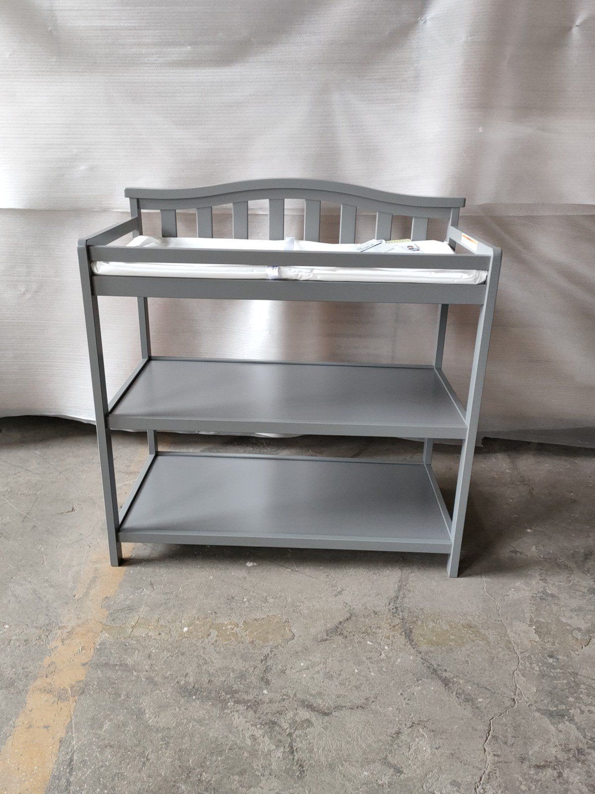 Arch Top Baby Changing Table, Cool Gray