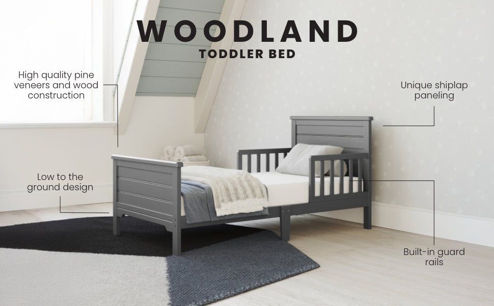 Woodland Toddler Bed, Brushed Pebble
