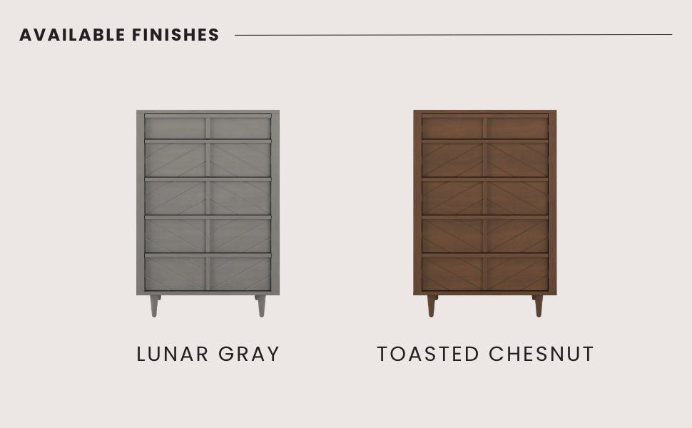 Surrey Hill 5 Drawer Chest, Lunar Gray