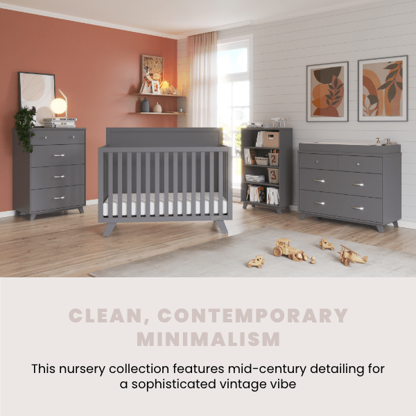 Soho 4-in-1 Flat Top Convertible Crib, Cool Gray