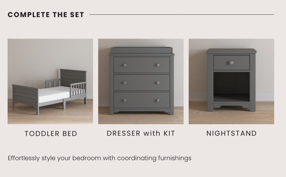 Woodland Toddler Bed, Brushed Pebble