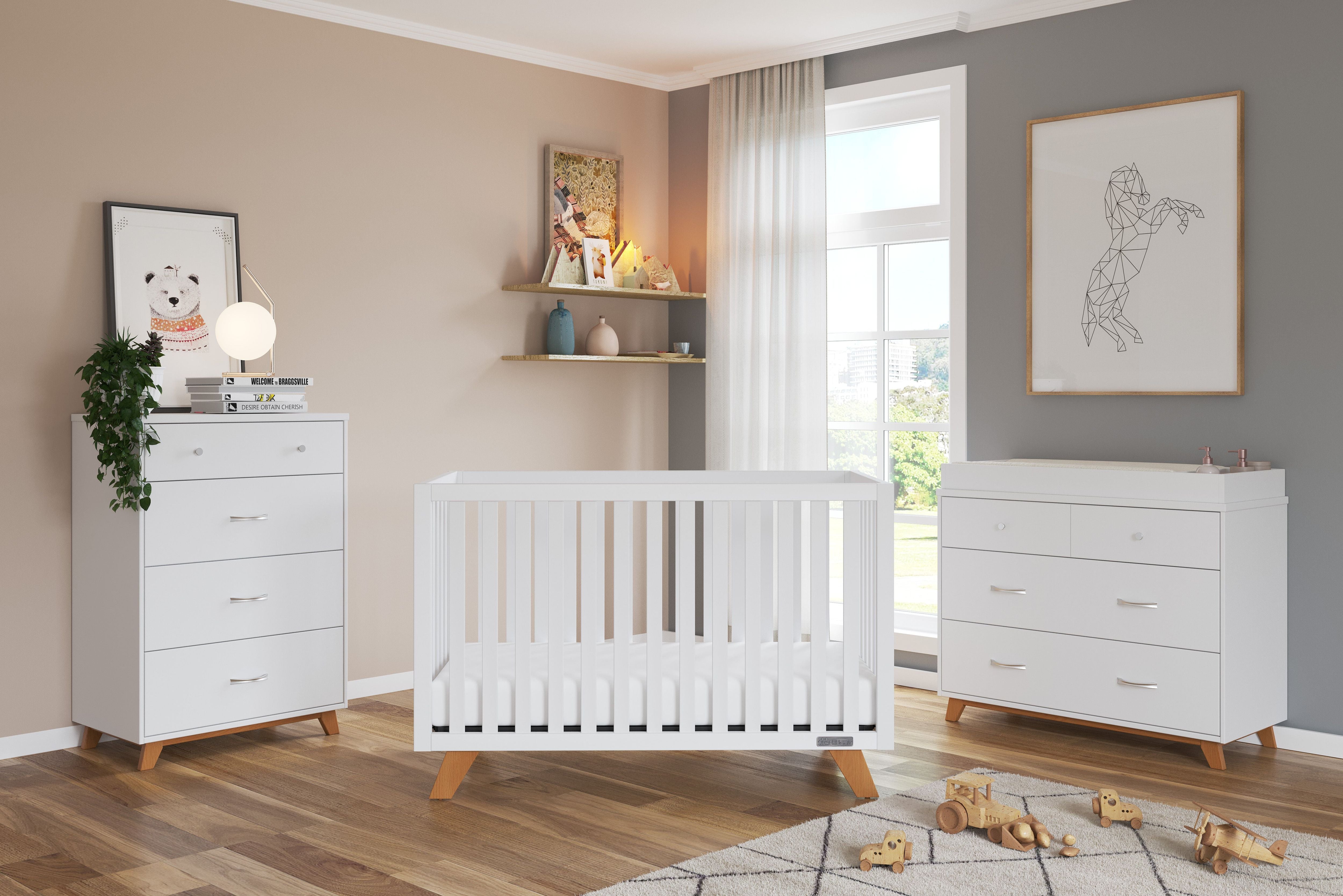 Soho 4-in-1 Convertible Crib, White/Natural