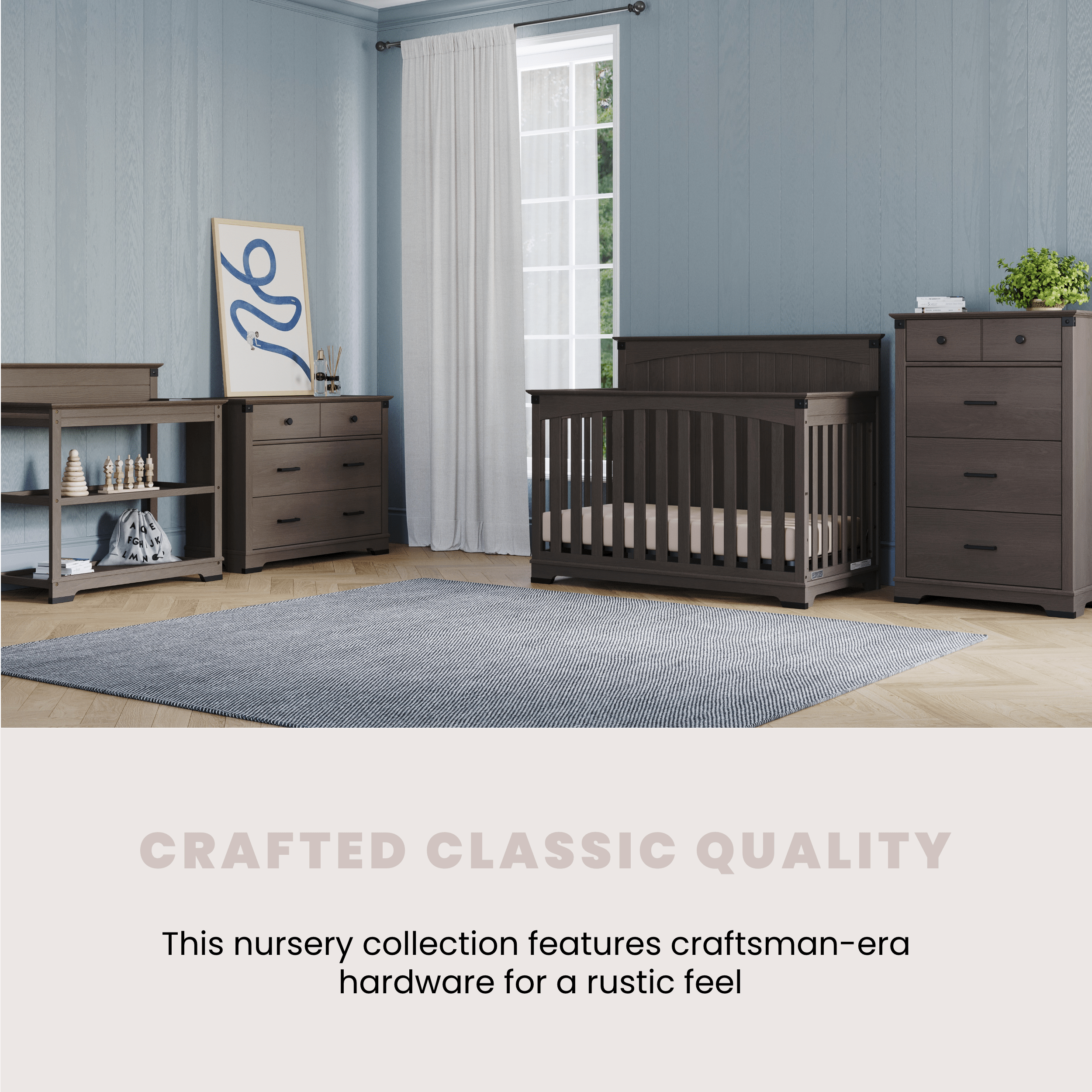Redmond Full Panel 4-in-1 Convertible Crib, Dapper Gray