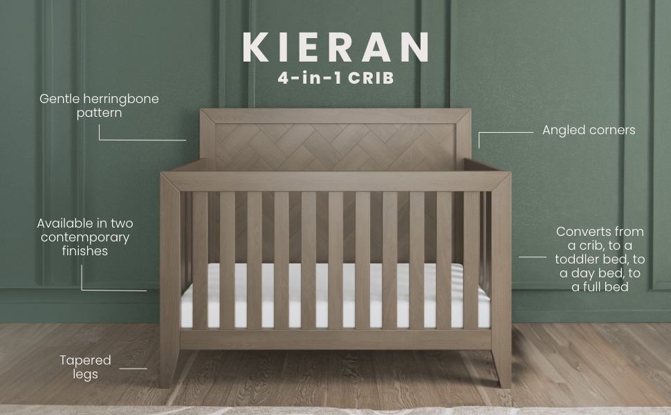 Kieran 4-in-1 Convertible Crib, Crescent Gray