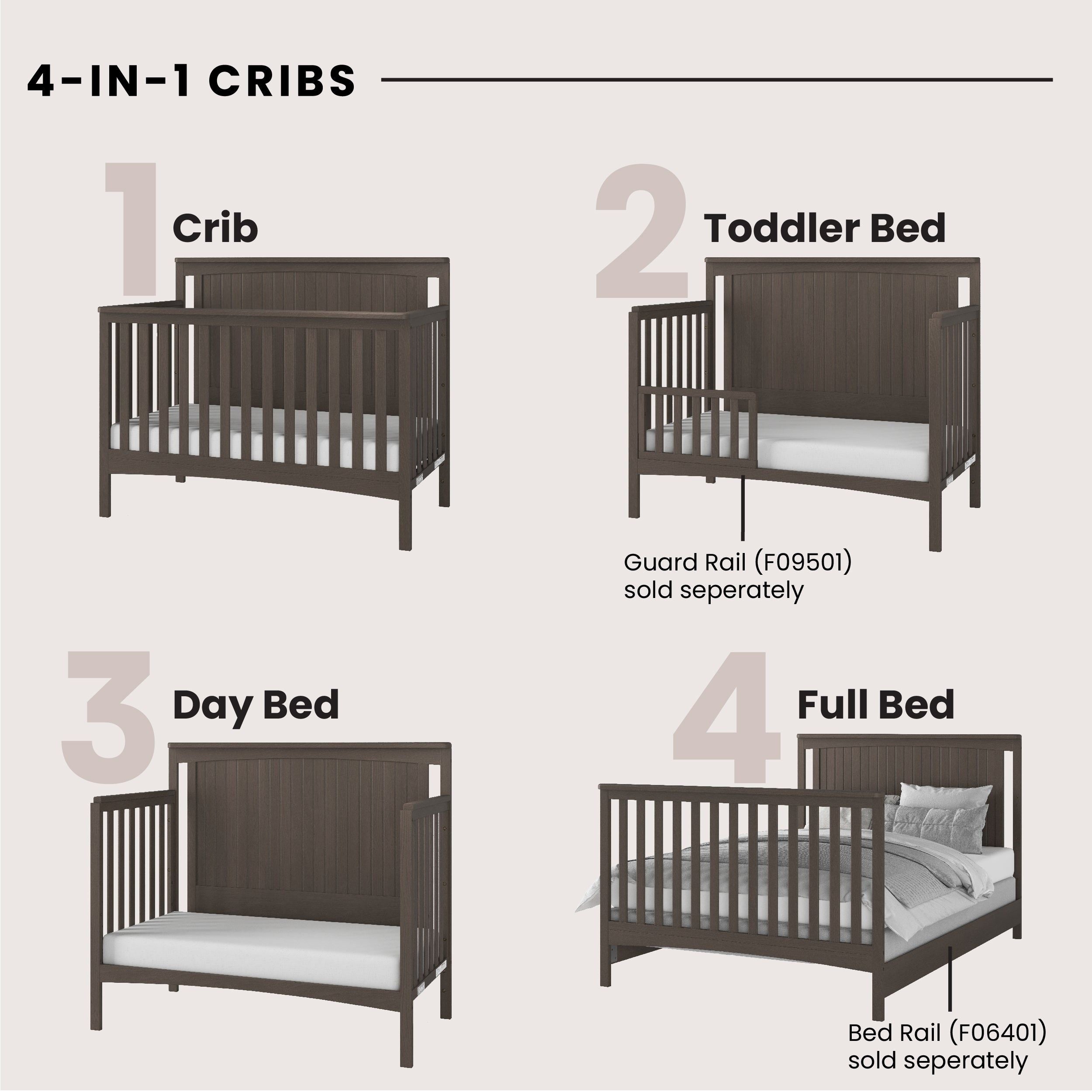 Scout 4-in-1 Convertible Crib, Dapper Gray