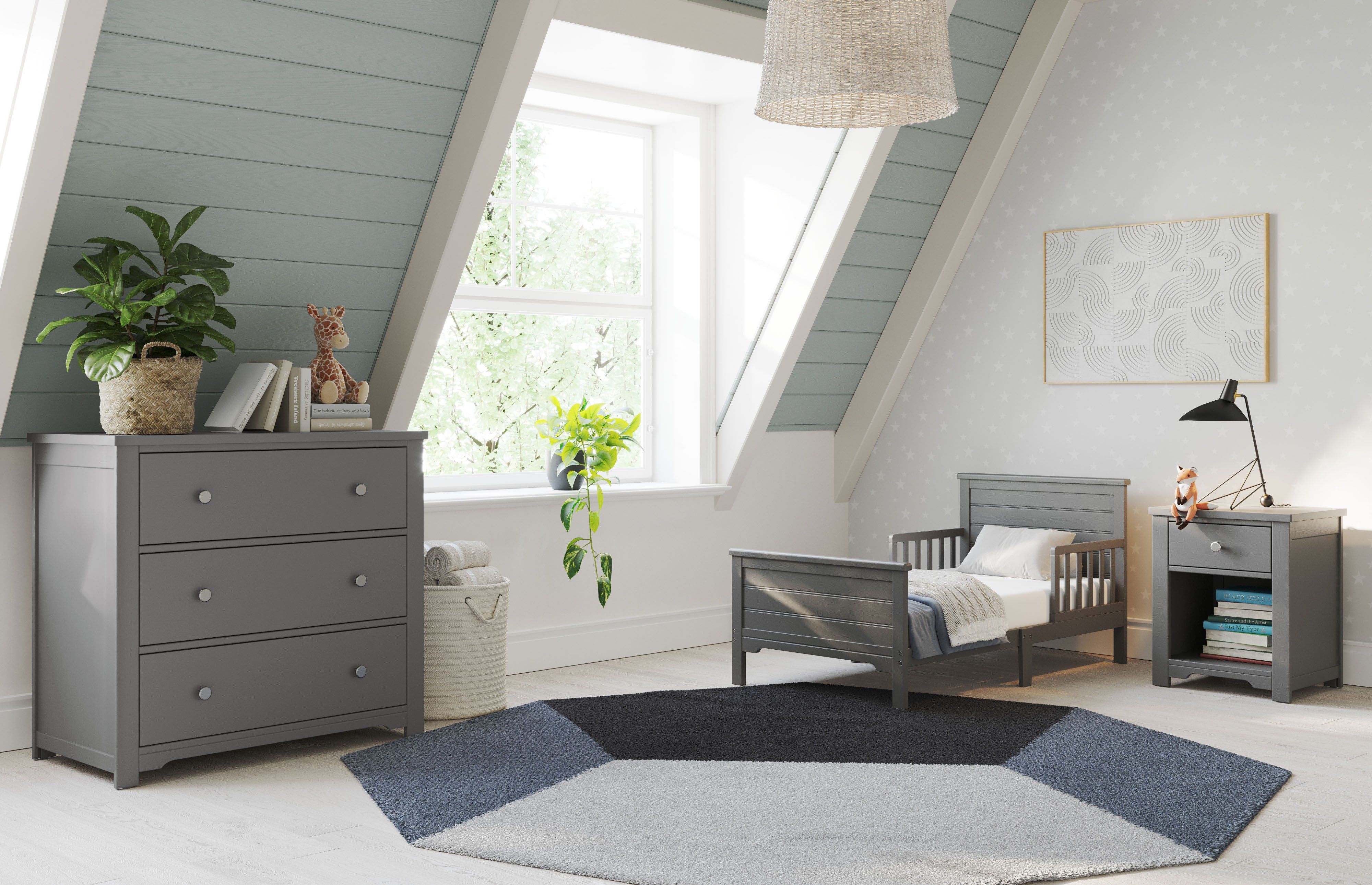 Woodland Toddler Bed, Brushed Pebble