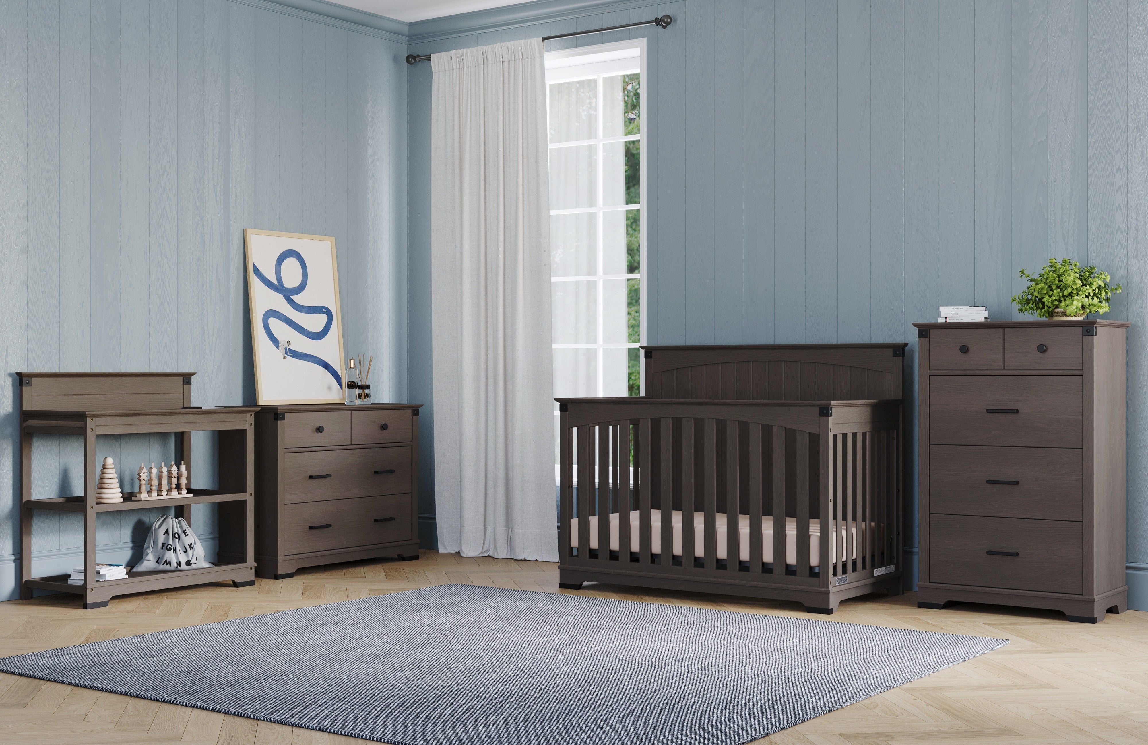 Redmond Full Panel 4-in-1 Convertible Crib, Dapper Gray