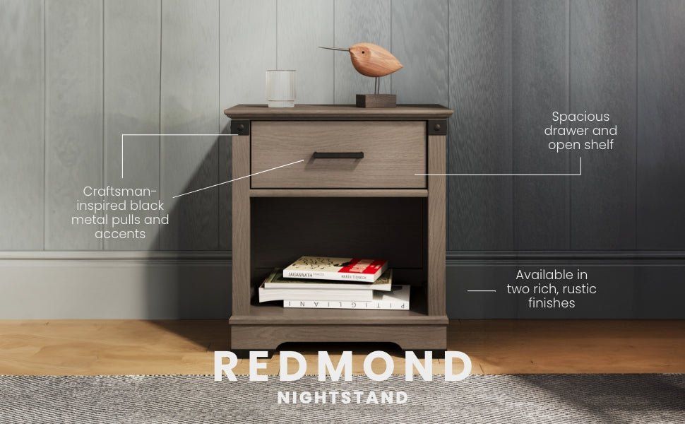 Redmond Nightstand, Dapper Gray