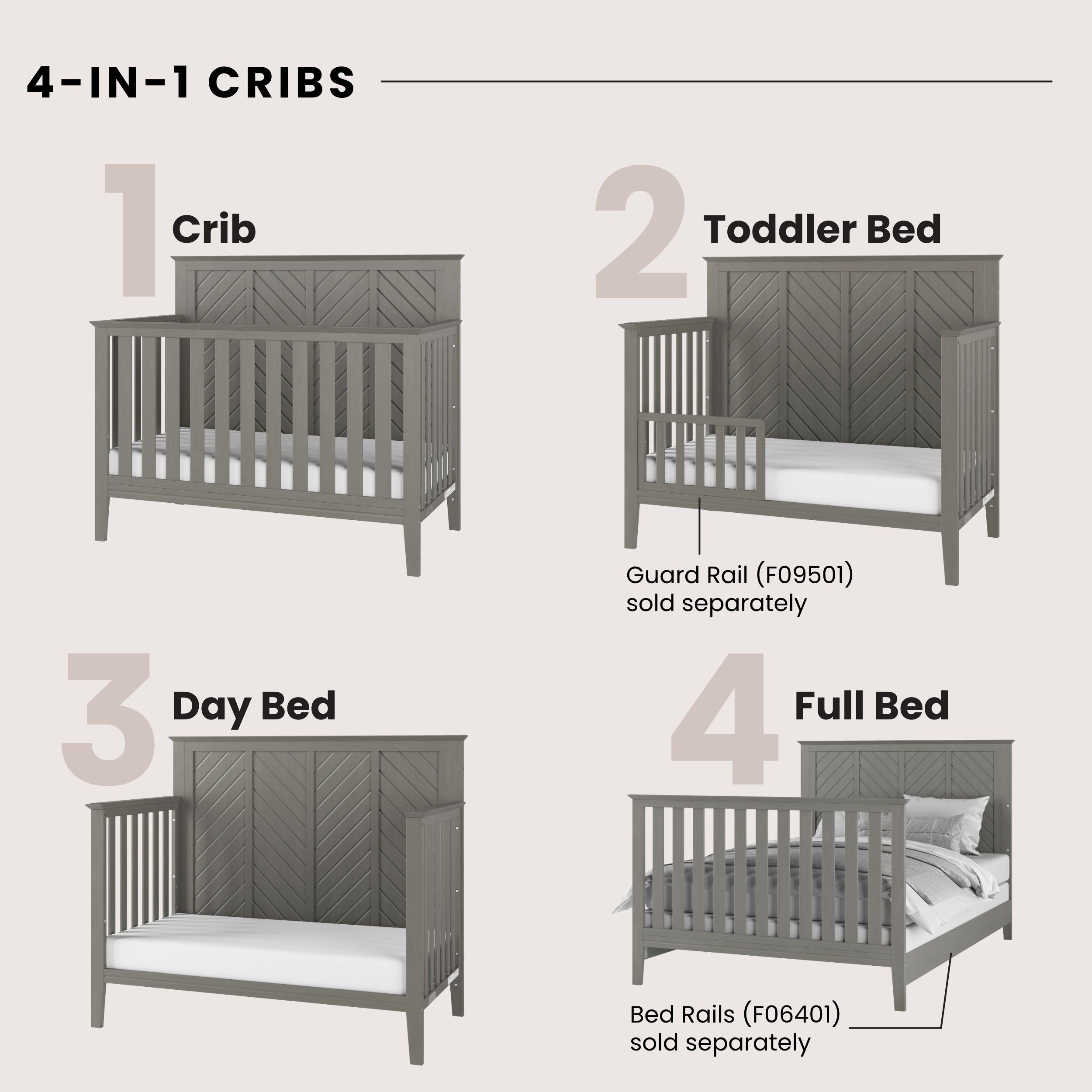 Atwood 4-in-1 Convertible Crib, Lunar Gray