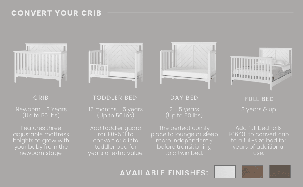 Hampton Flat Top 4-in-1 Convertible Crib, Matte White