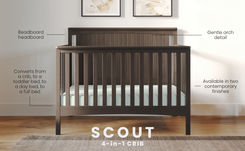 Scout 4-in-1 Convertible Crib, Dapper Gray