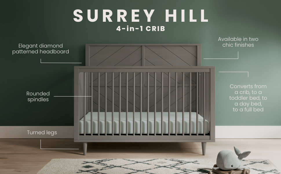 Surrey Hill 4-in-1 Convertible Crib, Lunar Gray