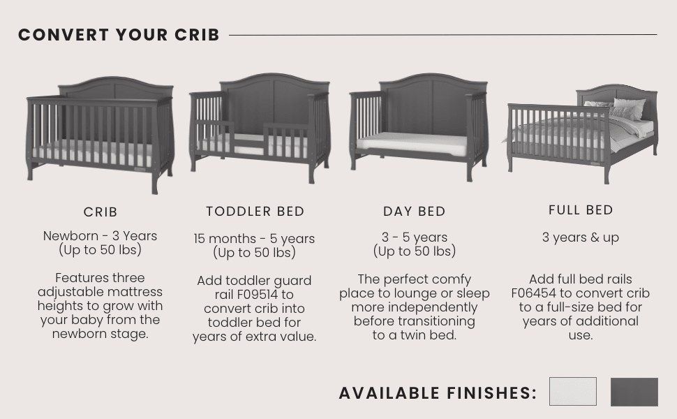 Camden 4-in-1 Convertible Crib, Cool Grey